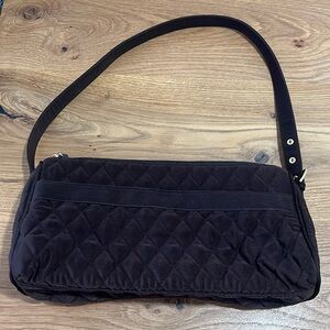 Vera Bradley Brown Diamond Quilted Top Zip Shoulder Bag